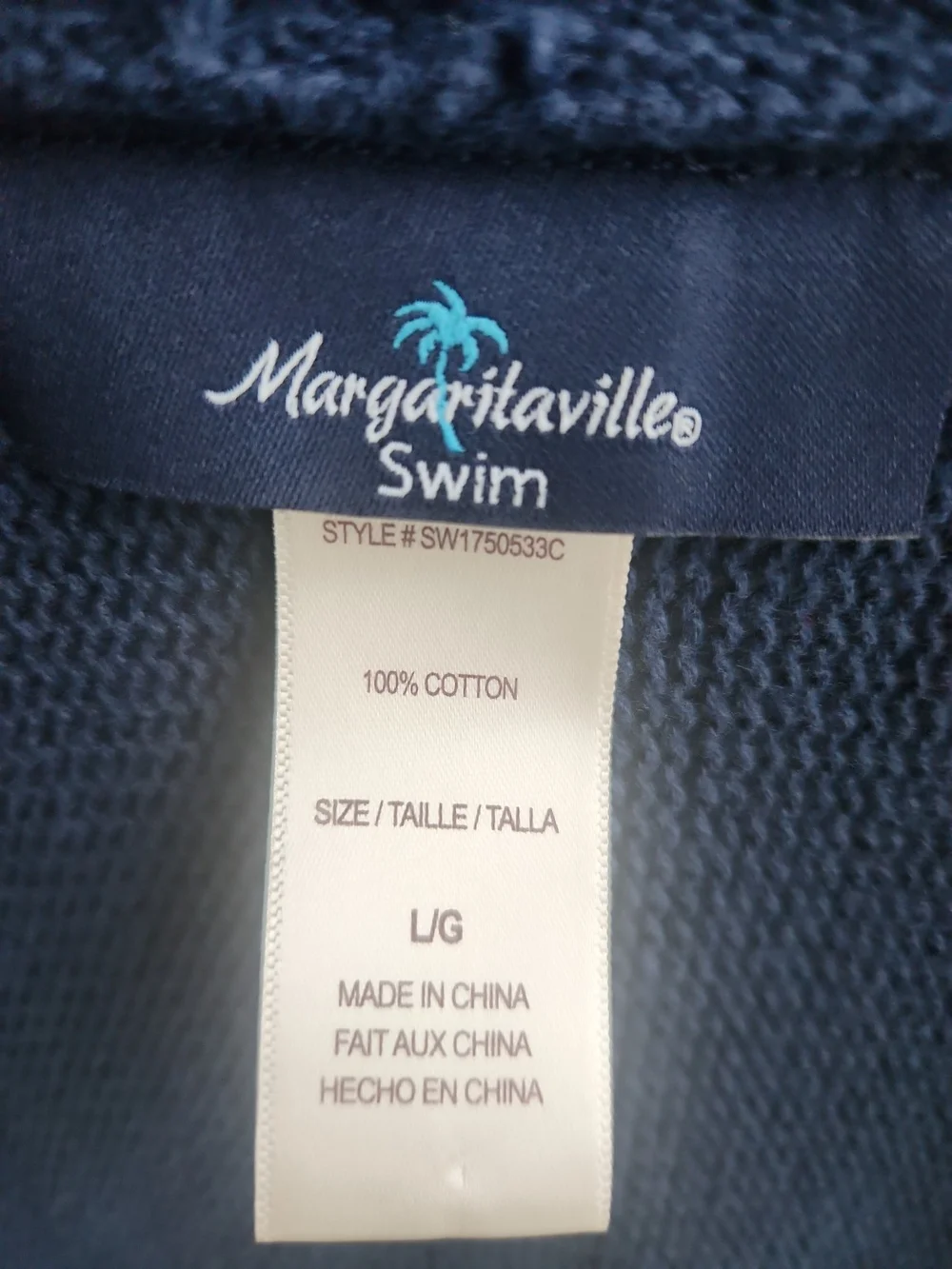 Margaritaville Navy Cotton Fringe Swim Cover Up Cardigan L